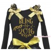 Black Tank Top Gold Sequins Ruffles Sparkle Gold Bow & Sparkle Rhinestone Bling In 2016 Print TB1403